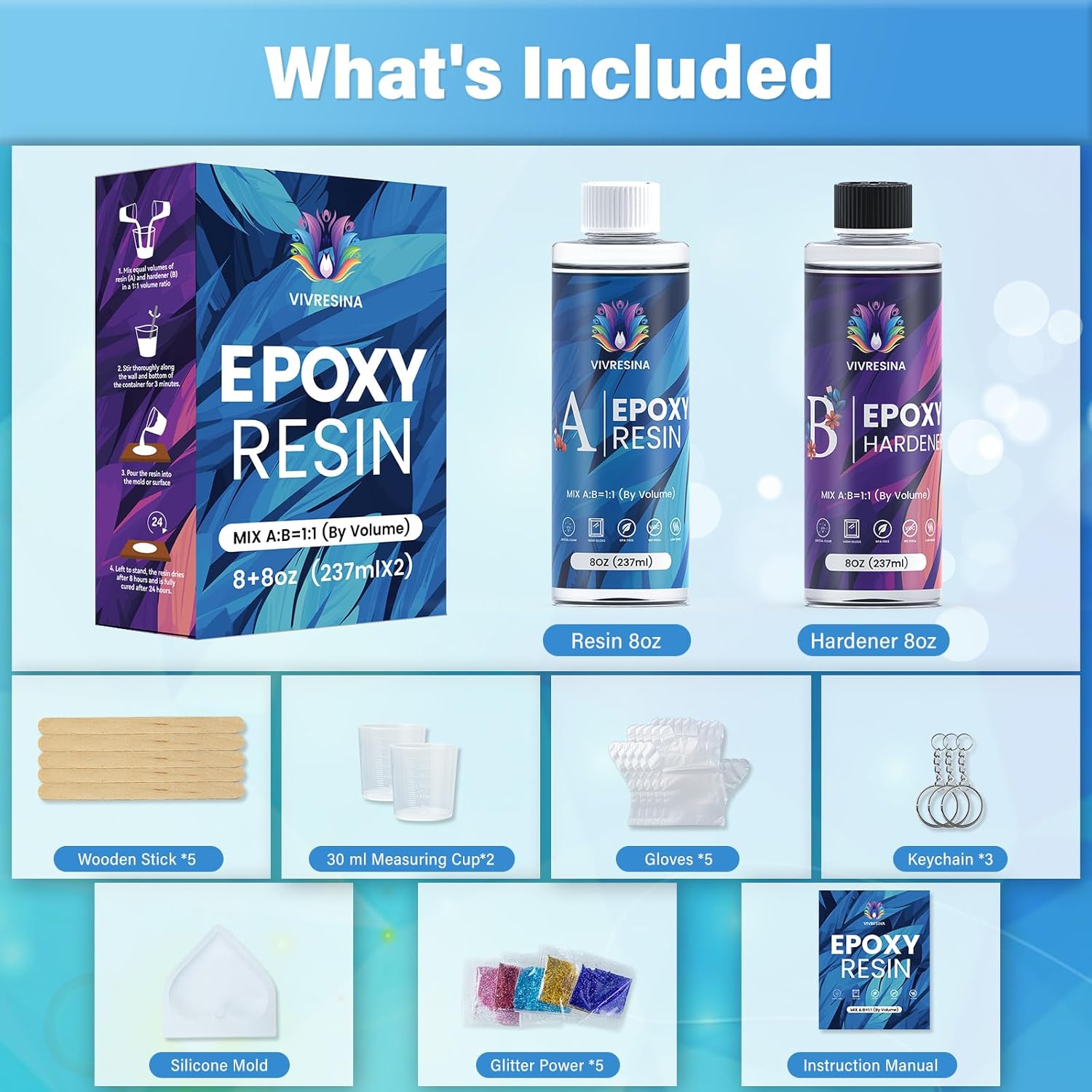 Epoxy Resin Kit-16oz-Crystal Clear Casting with Jewelry Mold-Vivresina