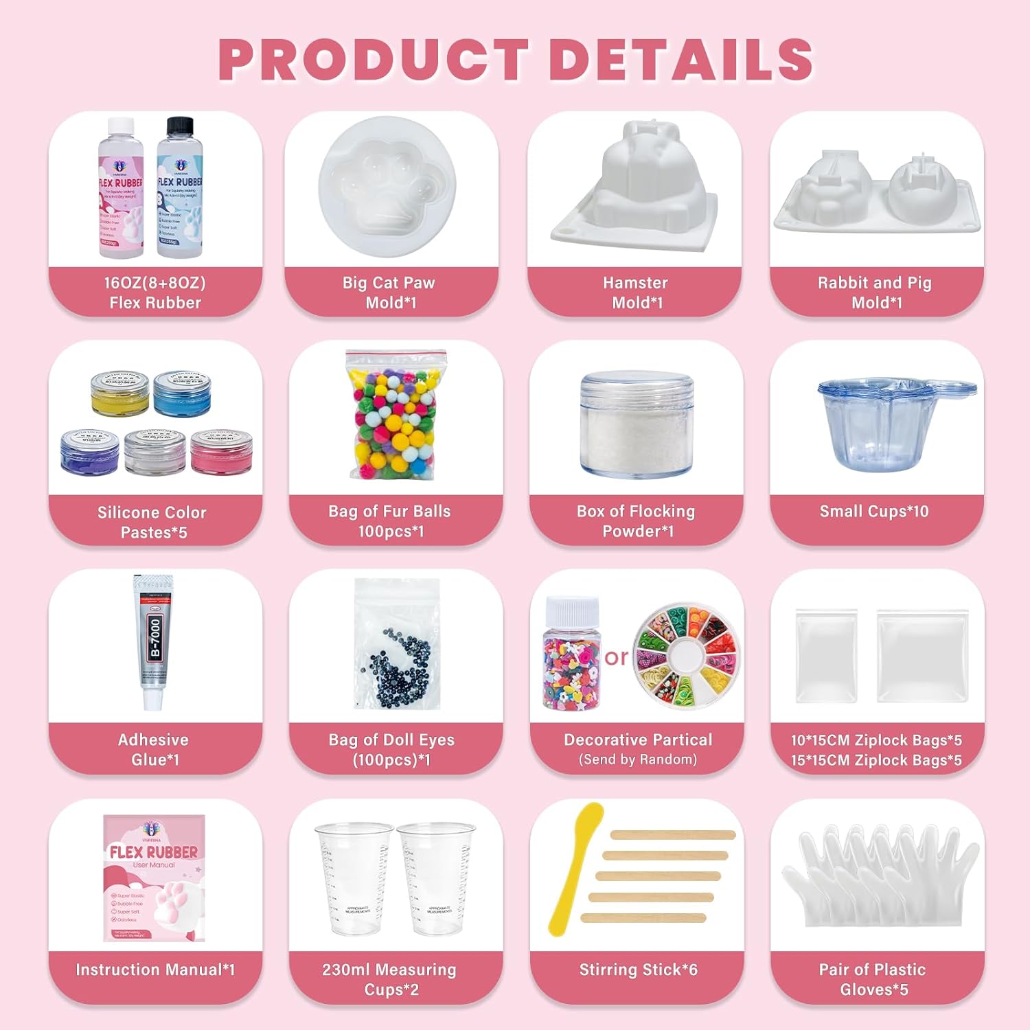 Squishy Making Kit-16oz-Multi-Animal Molds for DIY Toys-Vivresina