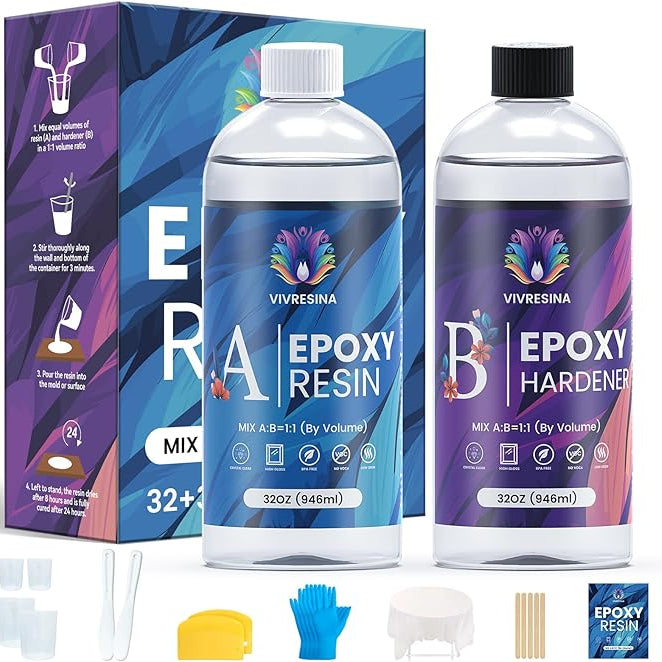 Epoxy Resin Kit-64OZ-Crystal Clear Casting with Jewelry Mold-Vivresina
