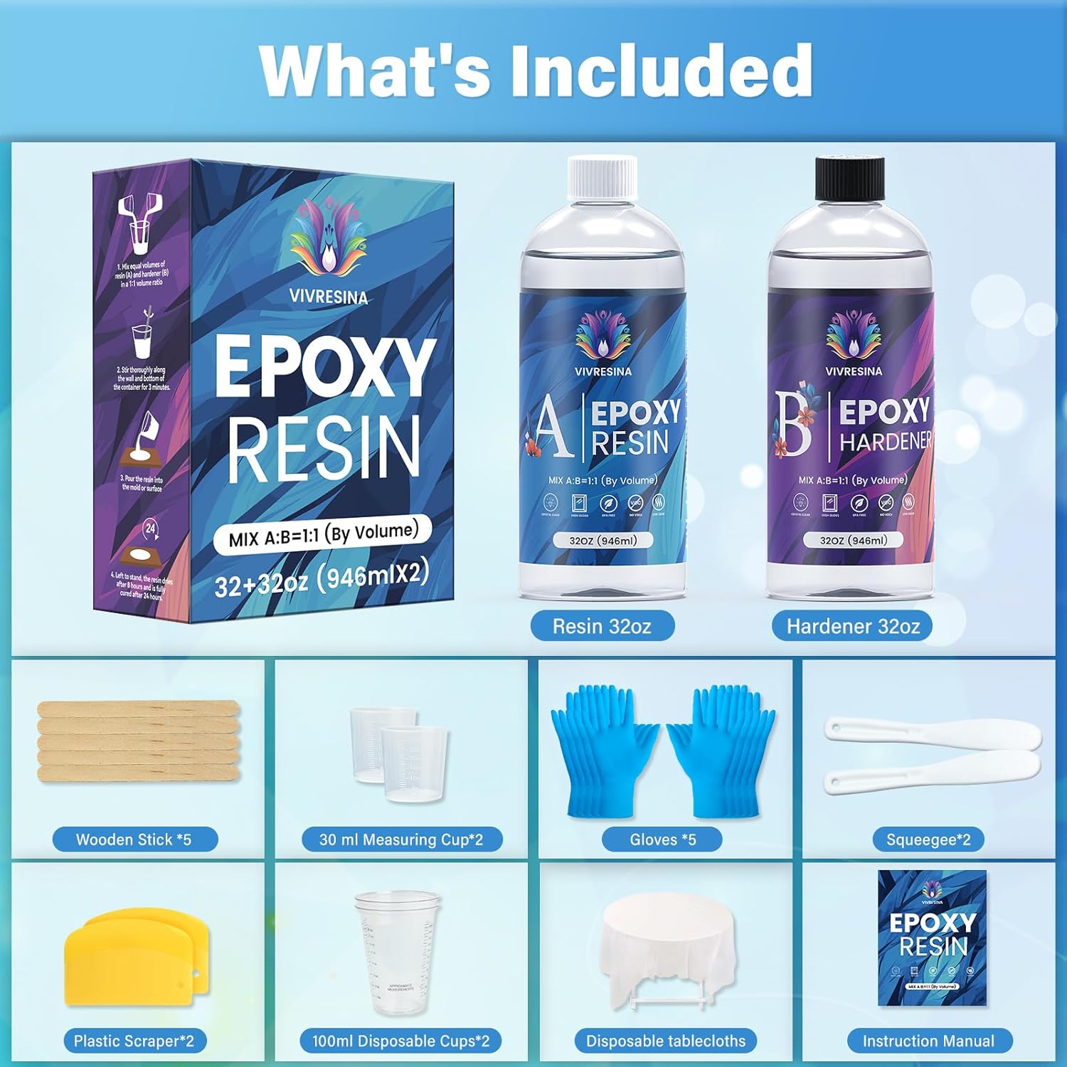 Epoxy Resin Kit-32oz-Crystal Clear Casting with Jewelry Mold-Vivresina