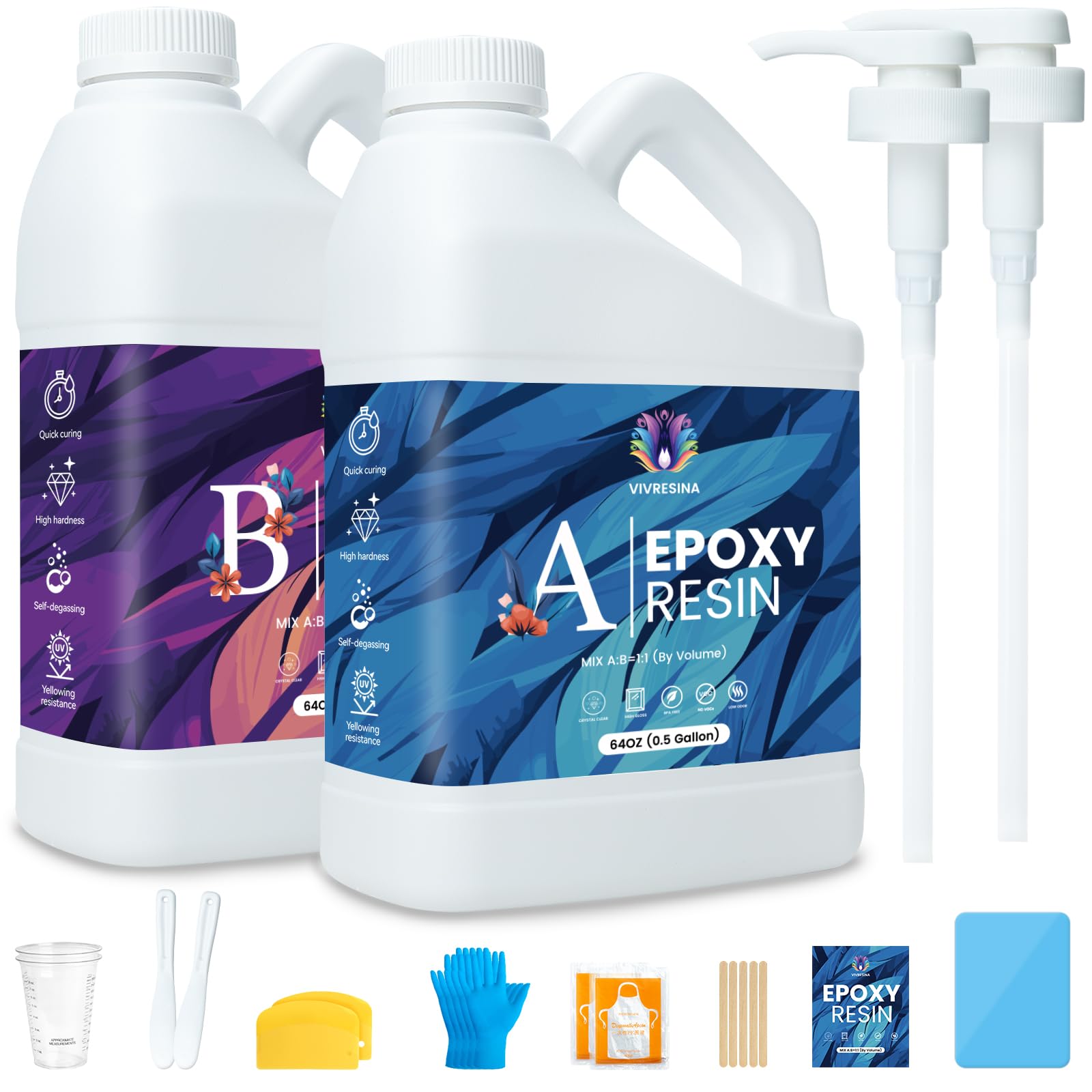 Epoxy Resin Kit-1 Gallon-Crystal Clear Casting with Jewelry Mold-Vivresina