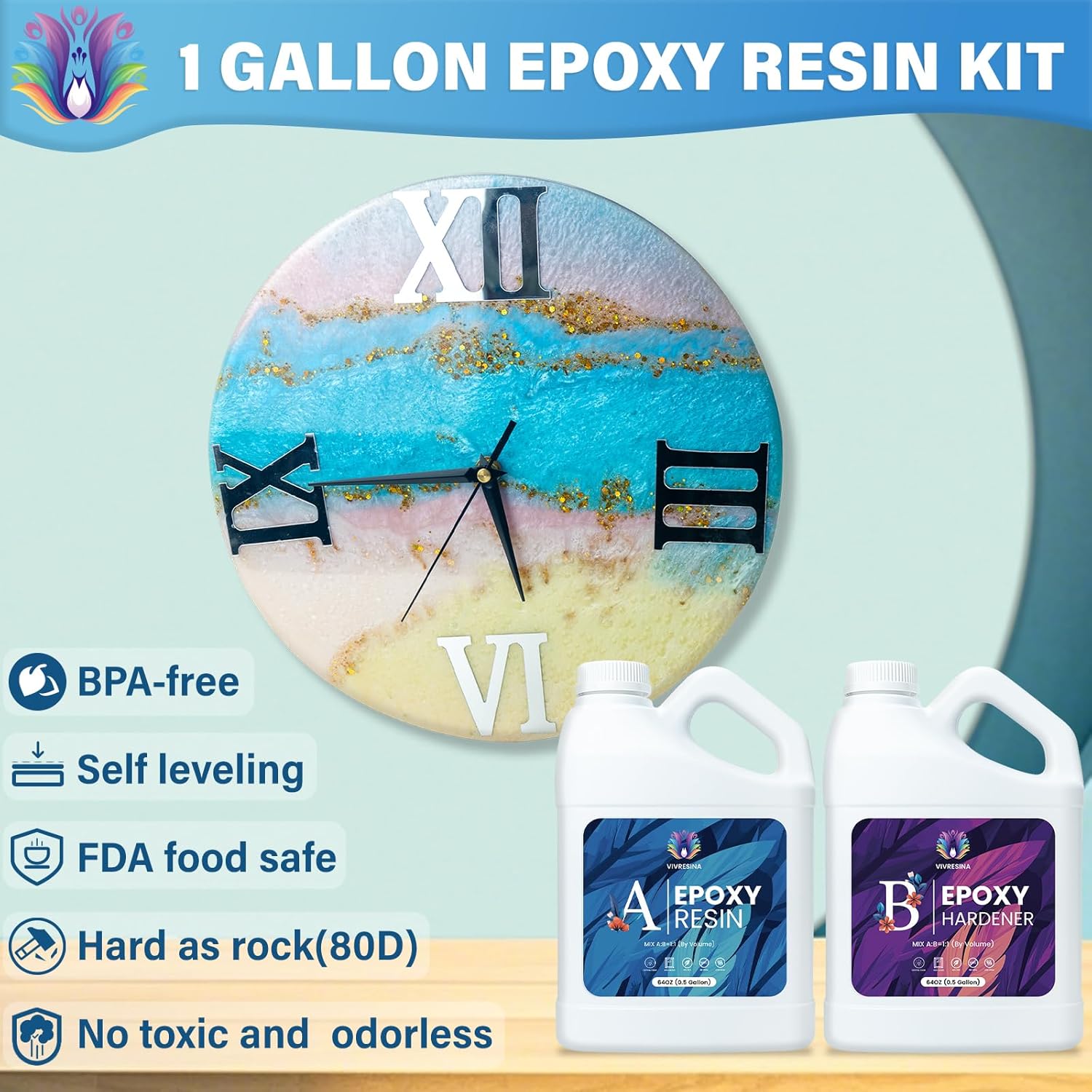 Epoxy Resin Kit-1 Gallon-Crystal Clear Casting with Jewelry Mold-Vivresina