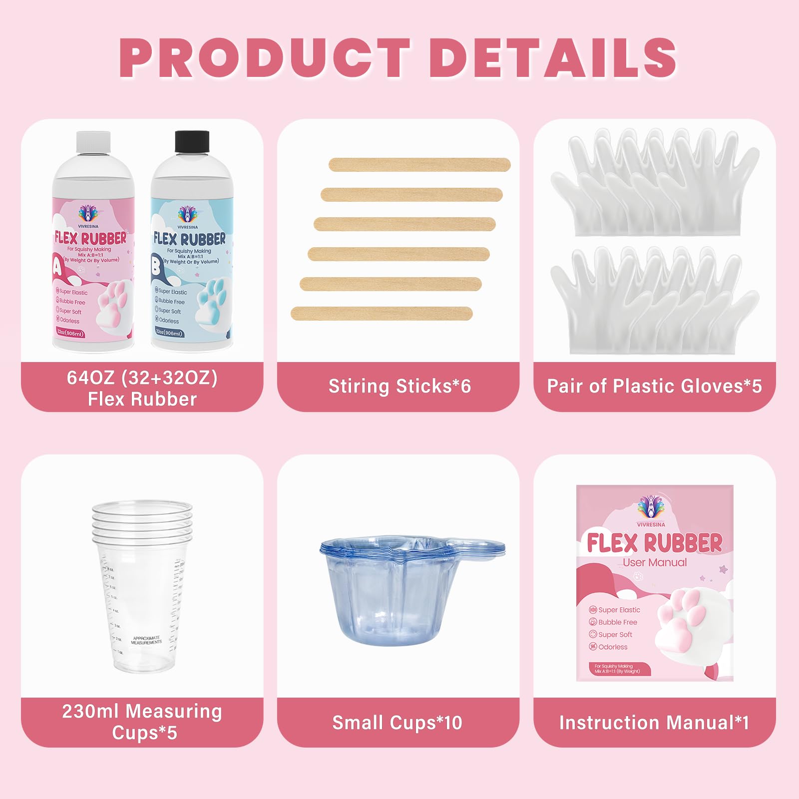 Taba Squishy Kit 64 OZ Liquid Silicone for Squishy Making Kit