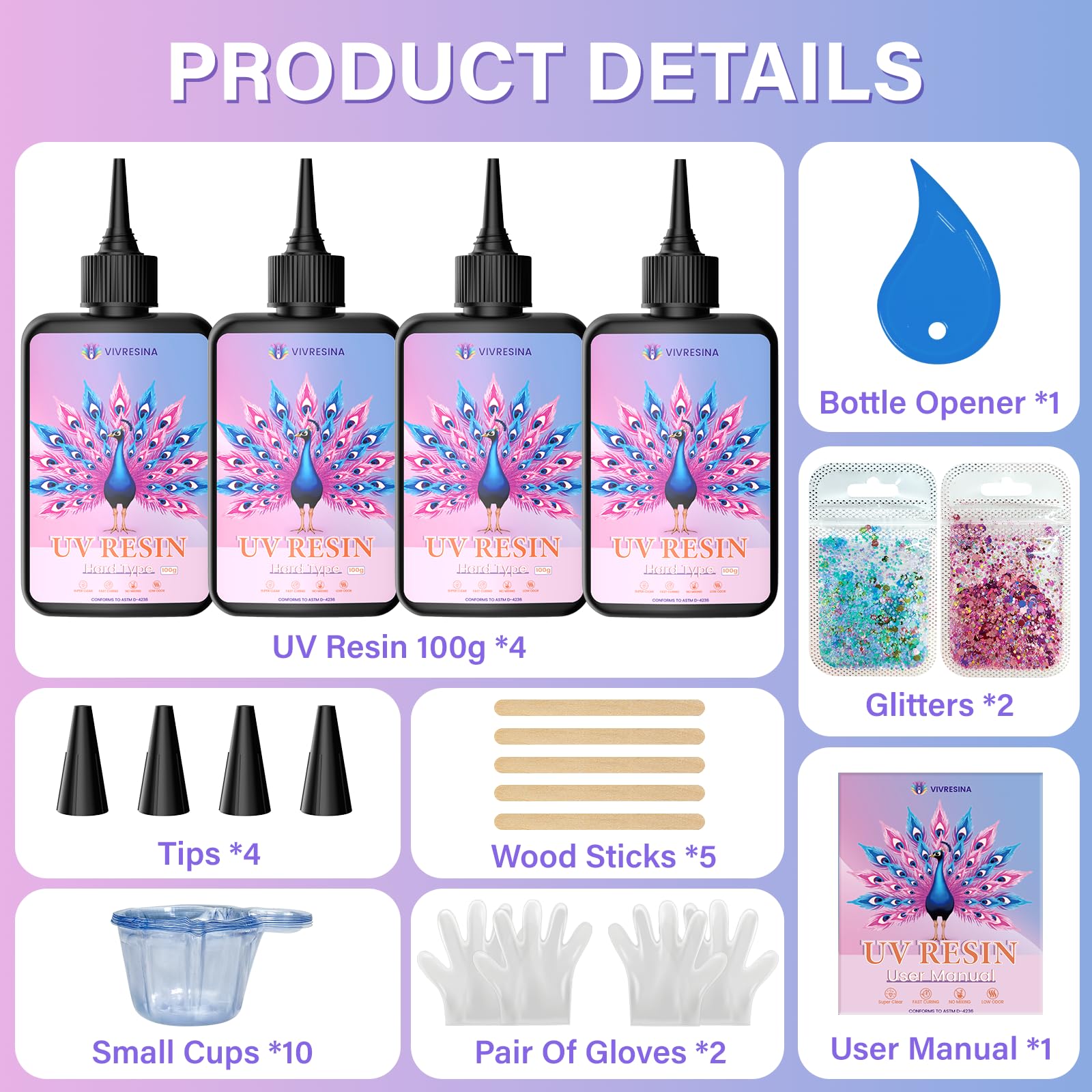 UV Resin 400g Crystal Clear Hard Type Fast Curing No Yellowing Low Odor for Art Craft Jewelry Making