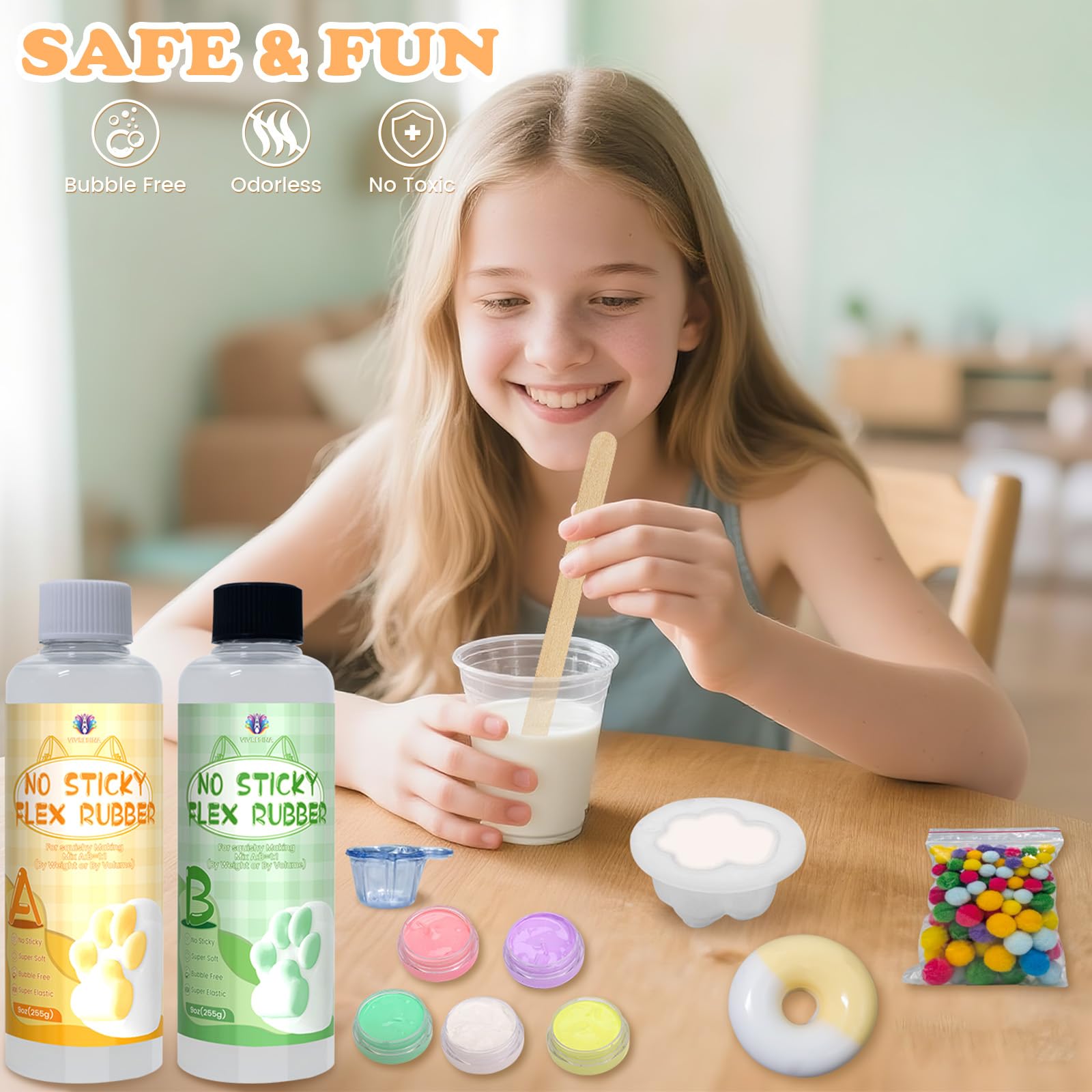 Taba Squishy Kit 18 OZ No Sticky Liquid Silicone for Squishy Making Kit with 5 Molds