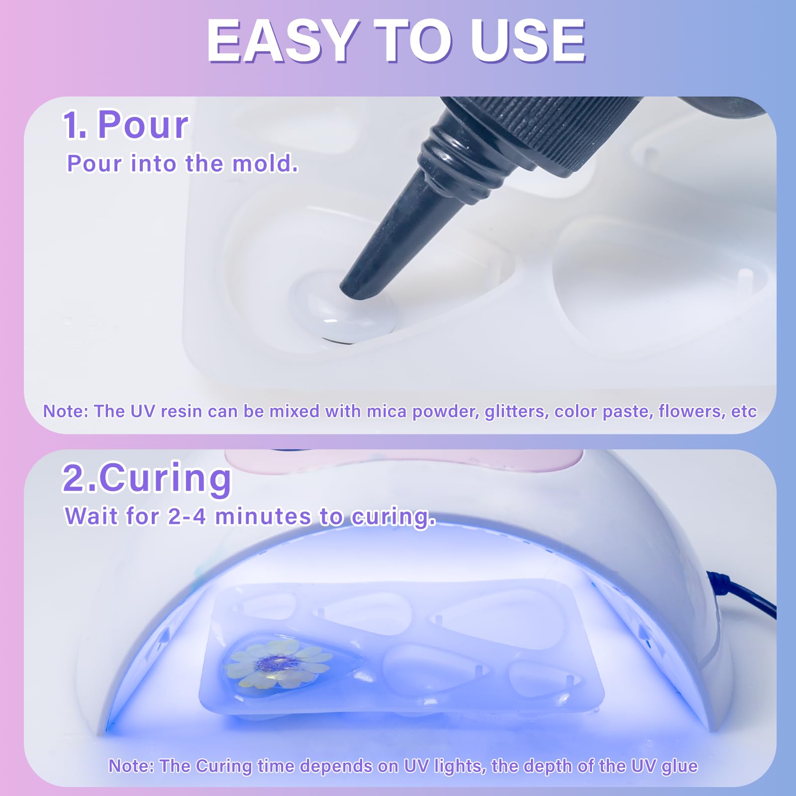 UV Resin 400g Crystal Clear Hard Type Fast Curing No Yellowing Low Odor for Art Craft Jewelry Making