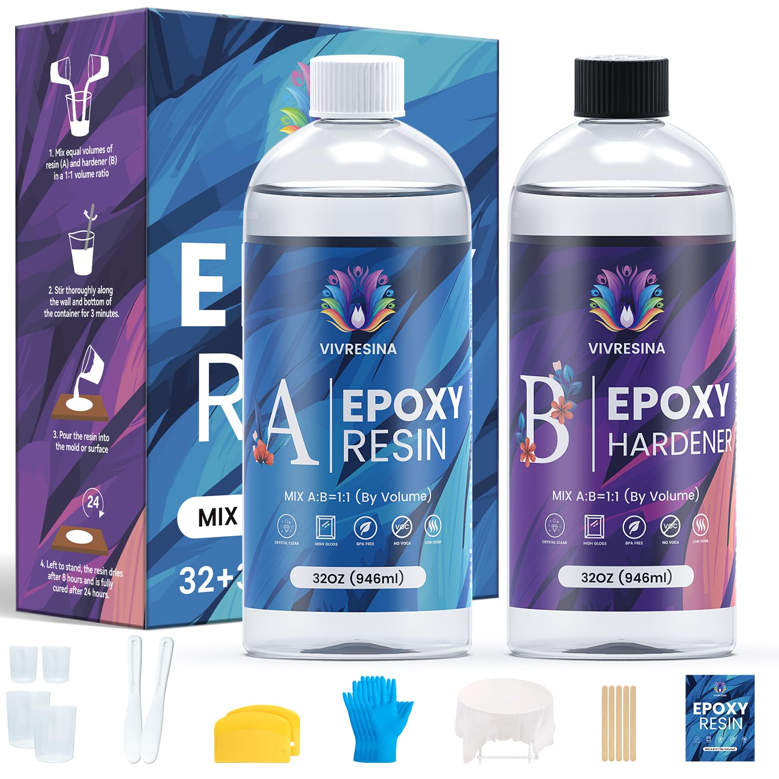 Epoxy Resin Kit-1 Gallon-Crystal Clear Casting with Jewelry Mold-Vivresina