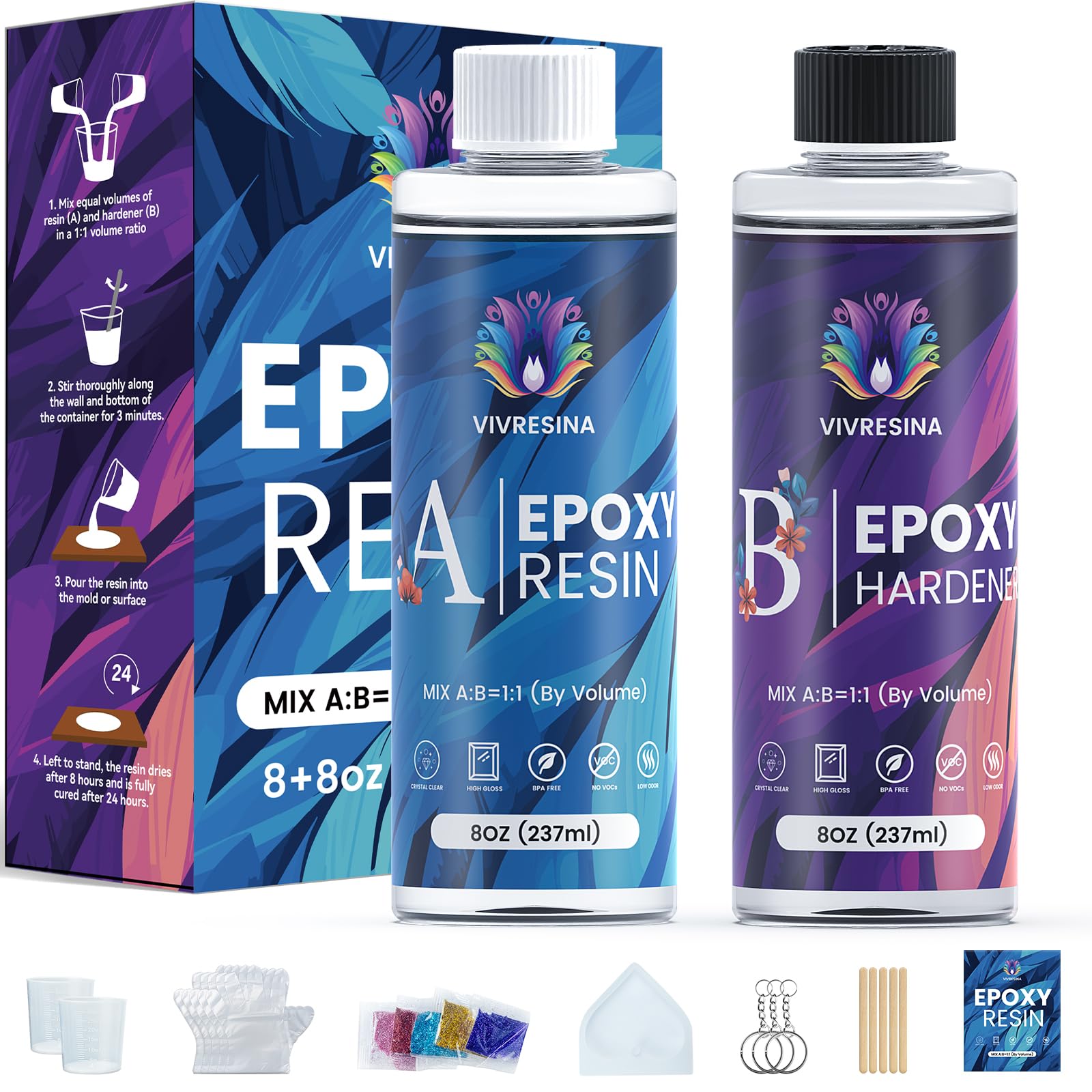 Epoxy Resin Kit-16oz-Crystal Clear Casting with Jewelry Mold-Vivresina